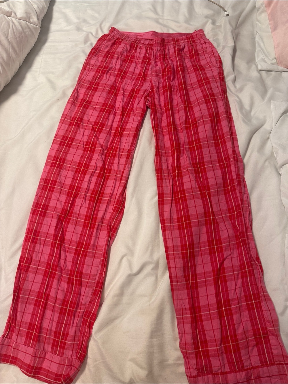 PINK Victoria's Secret Red and Pink Plaid Pajama Pants